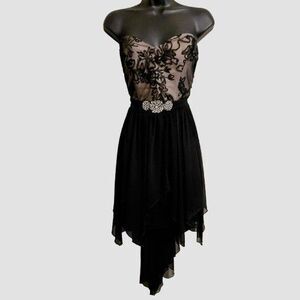 VTG Y2K My Michelle Lace Whimsigoth Fairy Prom Dress Sz 7 Asymmetrical Chiffon